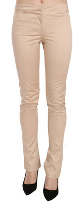 Cream Low Waist Skinny Formal Trousers Pants