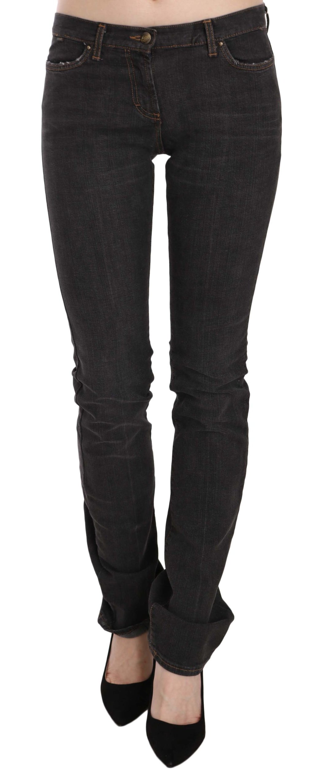 Black Low Waist Skinny Denim Trousers Pants Jeans