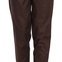 Brown High Waist Tapered Formal Trousers Pants