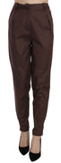Brown High Waist Tapered Formal Trousers Pants