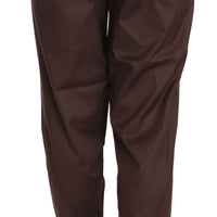 Brown High Waist Tapered Formal Trousers Pants