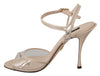 Nude Leather PVC Ankle Strap Sandals Shoes