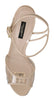 Nude Leather PVC Ankle Strap Sandals Shoes