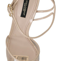 Nude Leather PVC Ankle Strap Sandals Shoes