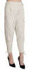 White High Waist Tapered Cropped Trousers  Pants