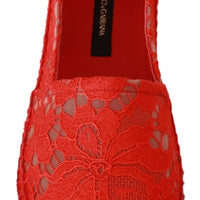 Red Lace Cotton Espadrilles Flats Shoes