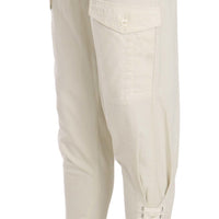 White High Waist Tapered Cropped Trousers  Pants