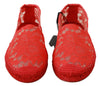 Red Lace Cotton Espadrilles Flats Shoes