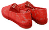 Red Lace Cotton Espadrilles Flats Shoes