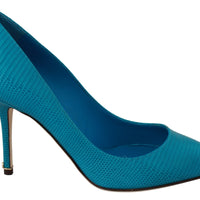 Blue Leather Classic Heels Pumps Shoes