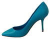 Blue Leather Classic Heels Pumps Shoes