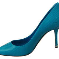 Blue Leather Classic Heels Pumps Shoes