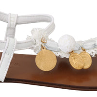 White Crystal Coins Flip Flops Sandals Shoes