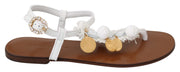 White Crystal Coins Flip Flops Sandals Shoes