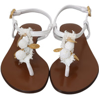 White Crystal Coins Flip Flops Sandals Shoes