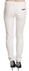 White Cotton Low Waist Skinny Denim Pants Jeans