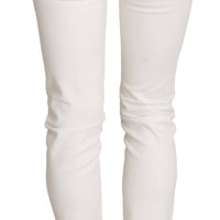 White Cotton Low Waist Skinny Denim Pants Jeans