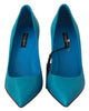 Blue Leather Classic Heels Pumps Shoes