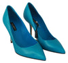 Blue Leather Classic Heels Pumps Shoes