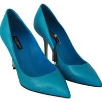 Blue Leather Classic Heels Pumps Shoes