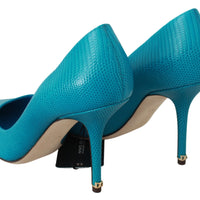 Blue Leather Classic Heels Pumps Shoes