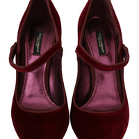 Red Velvet Gold Crystals Heels Mary Jane Shoes