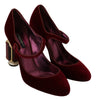 Red Velvet Gold Crystals Heels Mary Jane Shoes