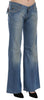 Blue Washed Low Waist Flared Denim Pants Jeans