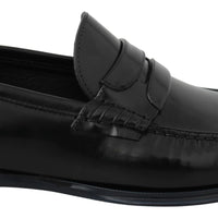 Black Leather Moccasins Dress Loafers Shoes