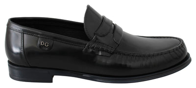 Black Leather Moccasins Dress Loafers Shoes