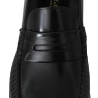 Black Leather Moccasins Dress Loafers Shoes