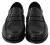 Black Leather Moccasins Dress Loafers Shoes
