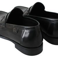 Black Leather Moccasins Dress Loafers Shoes