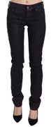 Black Cotton Low Waist Skinny Denim Pants