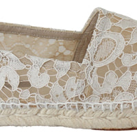 Beige Lace Cotton Espadrilles Shoes