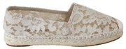 Beige Lace Cotton Espadrilles Shoes