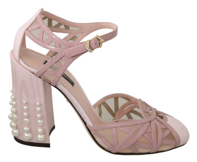 Pink Pearls Ankle Strap Leather Sandals Shoes