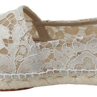 Beige Lace Cotton Espadrilles Shoes