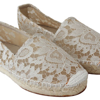 Beige Lace Cotton Espadrilles Shoes