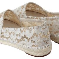 Beige Lace Cotton Espadrilles Shoes