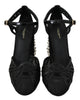 Black Leather Strap Sandals Shoes