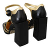 Black Leather Block Heels Mary Jane Shoes