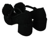 Black Wool Pom Pom Block Mary Jane Shoes