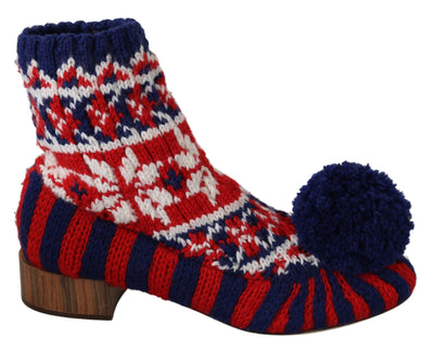 Multicolor Knitted Booties Boots Shoes