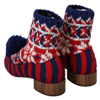 Multicolor Knitted Booties Boots Shoes