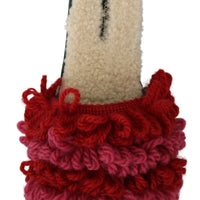 Red Green Suede Shearling Slippers Shoes