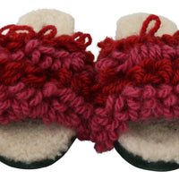 Red Green Suede Shearling Slippers Shoes