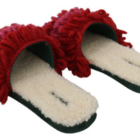 Red Green Suede Shearling Slippers Shoes