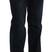 Blue Washed Mid Waist Straight Denim Pants