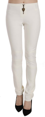 White Mid Waist Skinny Dress Trousers Pants